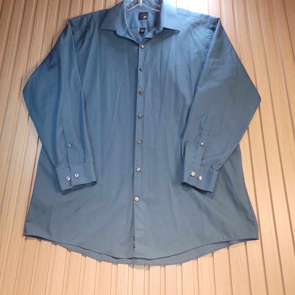 J.Ferrar Modern Fit Dress Shirt Men XL 17-17.5 34-35 Teal Blue Long Sleev Cotton